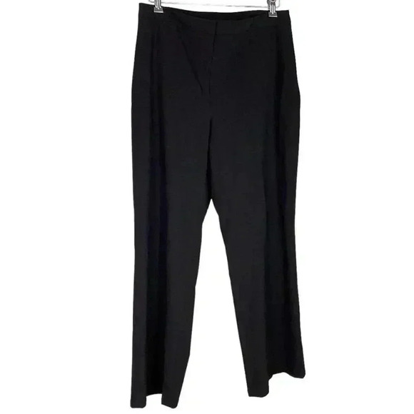 J. Jill Flat Front Pants Womens 14 Black Stretch Wide Leg Trousers Pockets - Picture 1 of 7